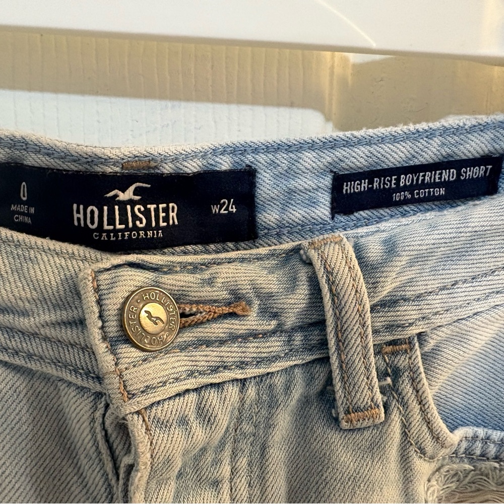 Hollister Sky Blue High-Rise Boyfriend Denim Shorts